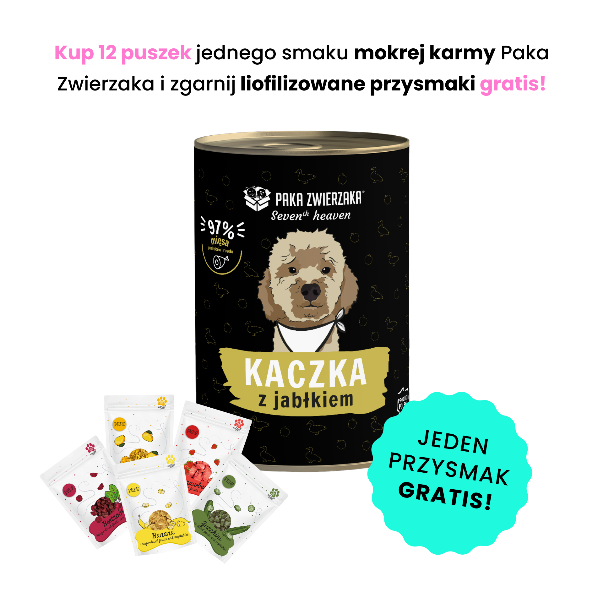 PAKA ZWIERZAKA Duck & Apple (kaczka z jabłkiem) karma mokra SUPERPREMIUM dla psów w każdym wieku 400g