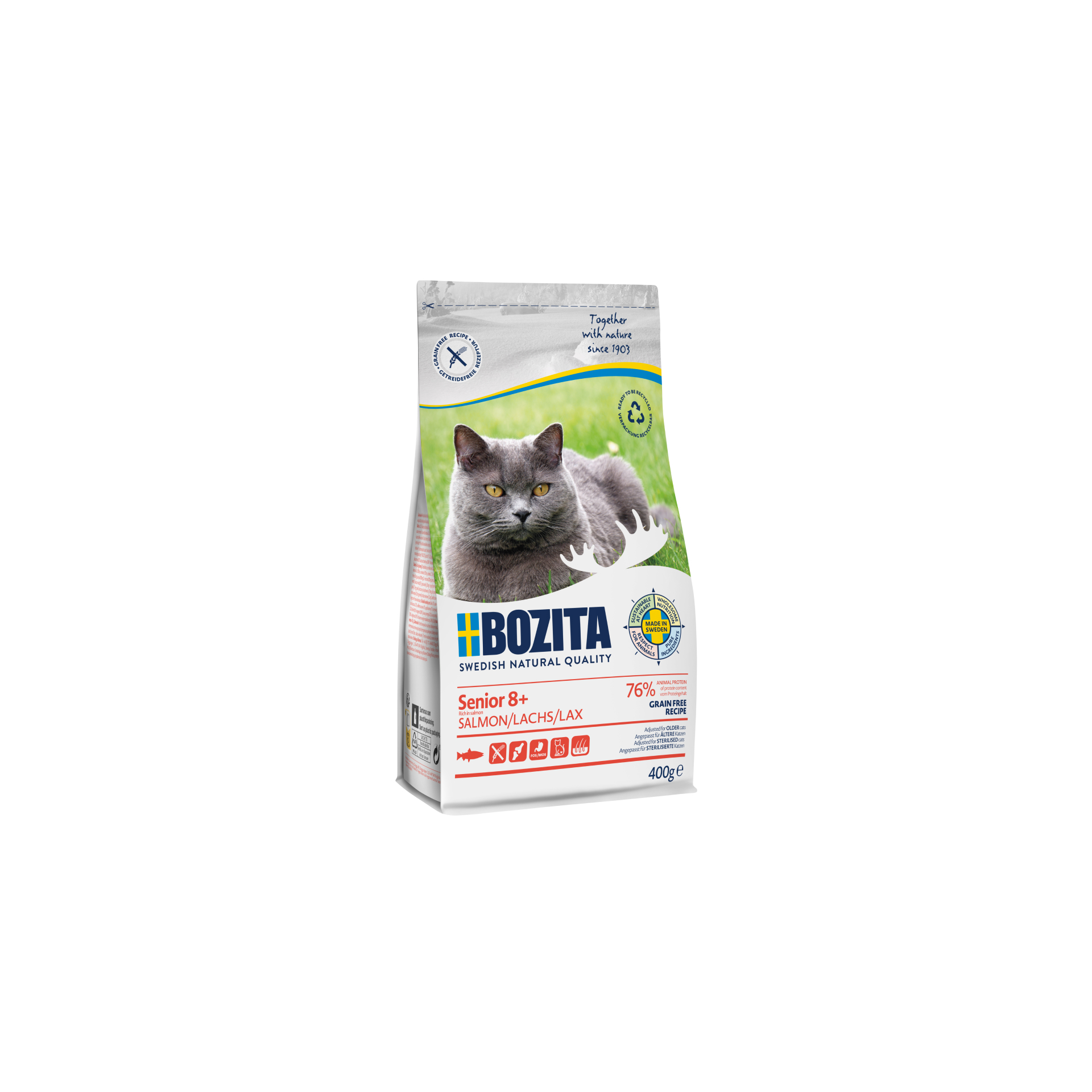 BOZITA Cat Senior 8+ Grain Free z łososiem 400g