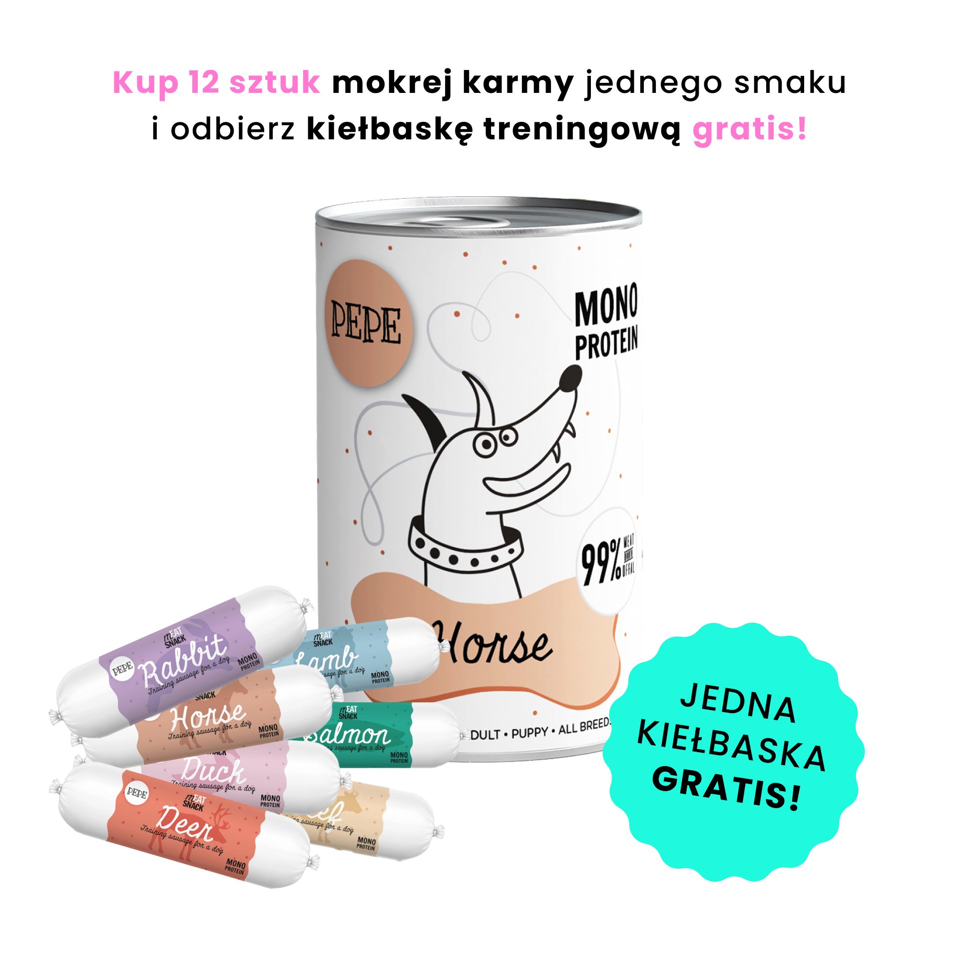 PAKA ZWIERZAKA PEPE MONO PROTEIN konina 400g karma mokra dla psów w każdym wieku 